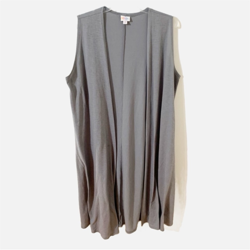 Lula Roe Open Front Sleeveless Maxi Length Cardigan Vest Jacket with Side Slit 🩶